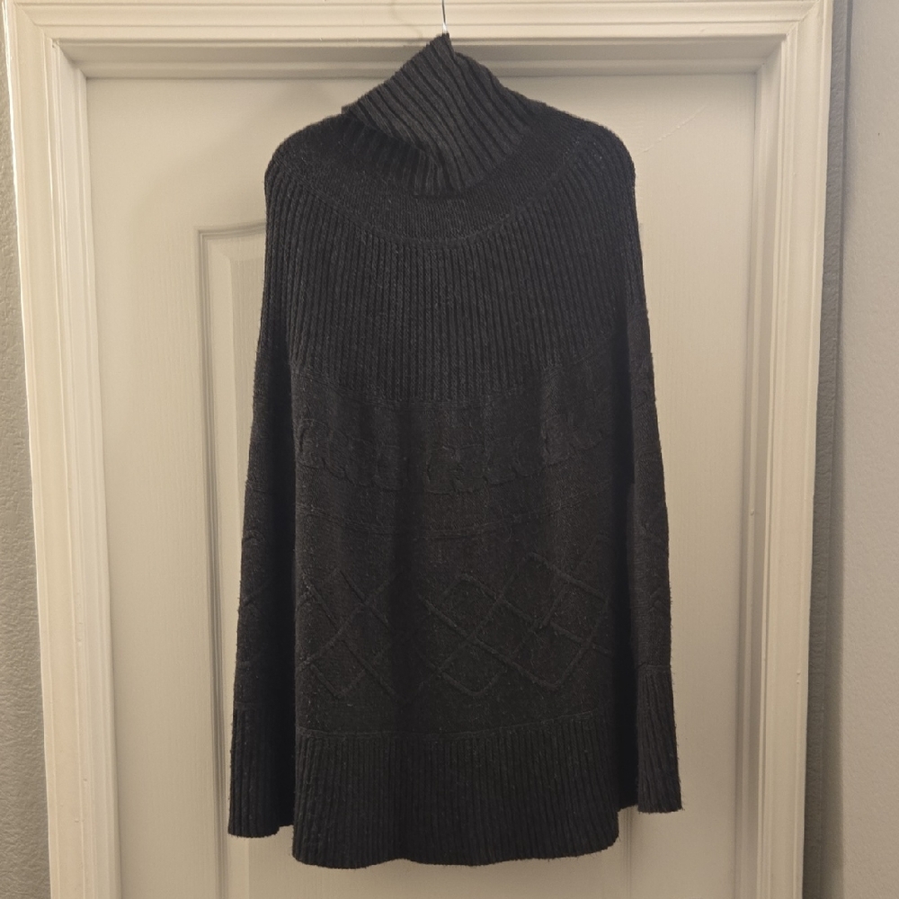 Women's Charcoal Cowl Neck Pancho